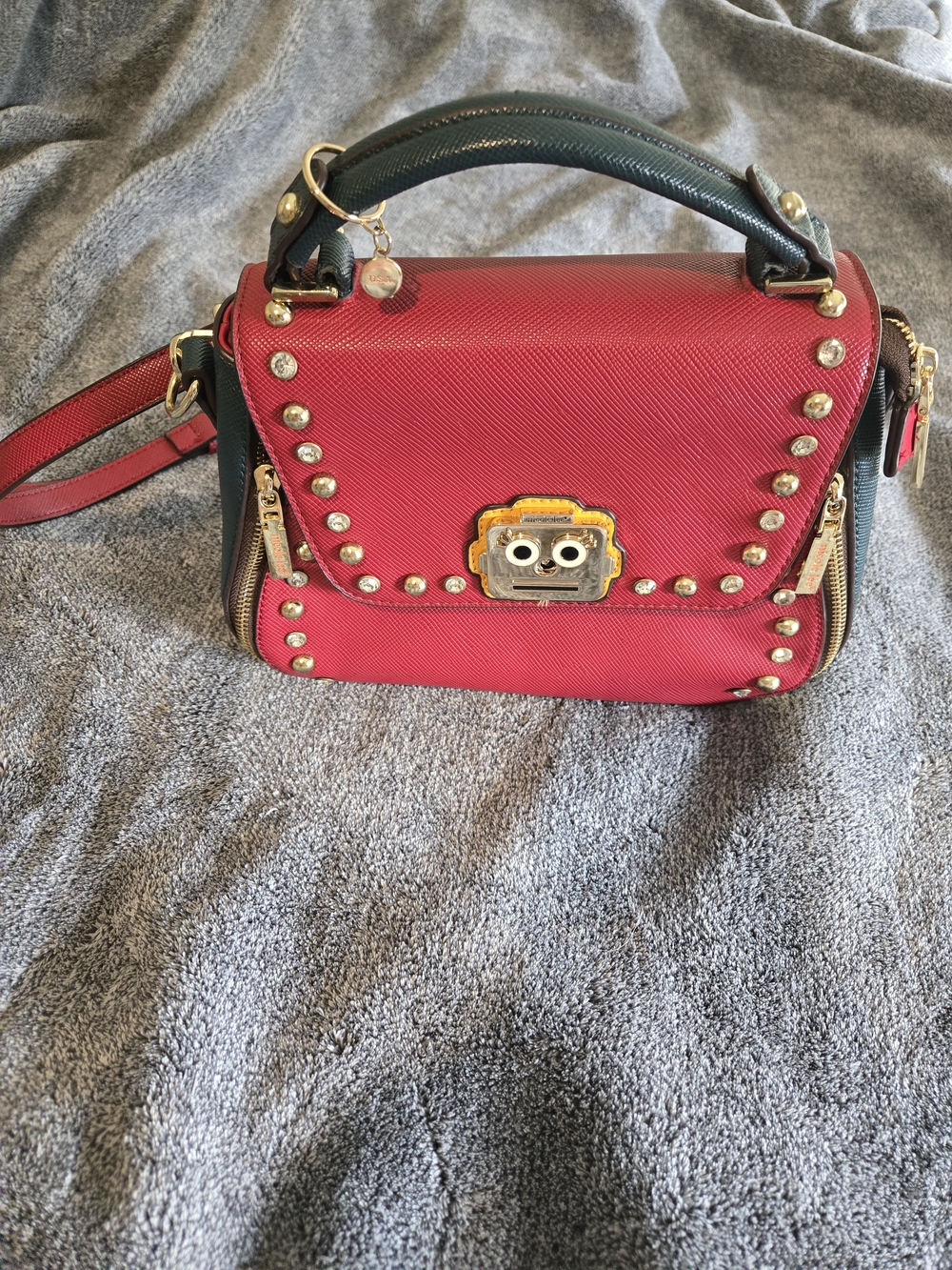 Nicole Lee Red RobotFace Crossbody Bag